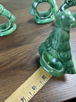 Christmas Ceramic Tree Napkin Rings Handmade & Perfect! Set Of 4 Vintage Large - Thumbnail 7