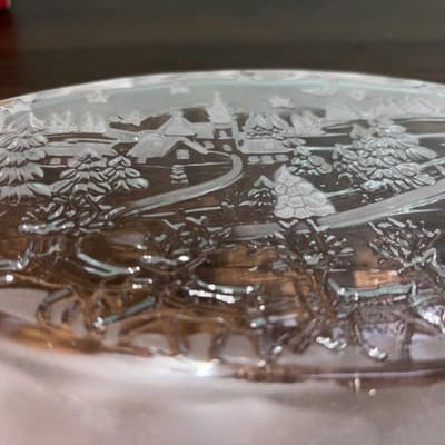 VTG Mikasa Crystal Christmas Silent Night 11.5" TrayServing Platter Santa Scenes - Thumbnail 14