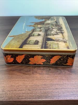 VTG Gray Dunn Biscuit Tin Village Of Sussex Village Scene Star Inn Metal Leafs - Thumbnail 8