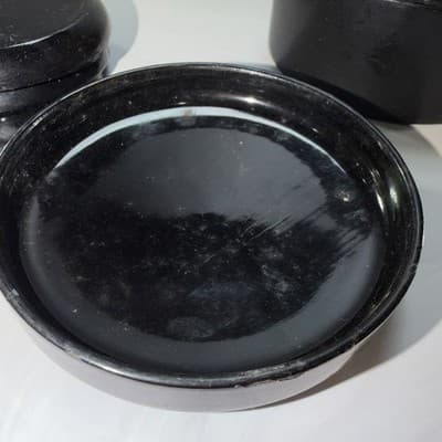 Japanese Black Lacquer Vintage Coasters w/Gold Flowers Leaf Limbs Design - Thumbnail 13