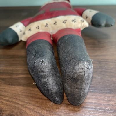 Vintage Hand Painted Fabric Folk Art Santa Claus Sitting Figure Doll 12" - Thumbnail 9