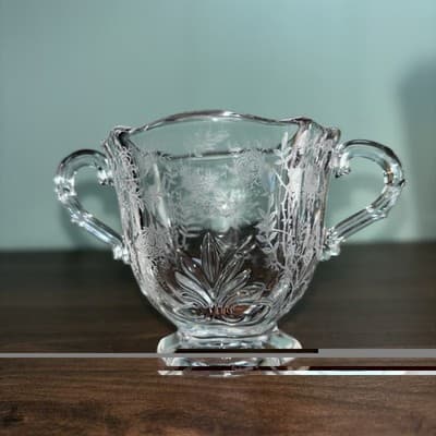 Vtg Fostoria Baroque Chintz Etched Sugar & Creamer 3 5/8” Tall Decorative Glas - Thumbnail 8