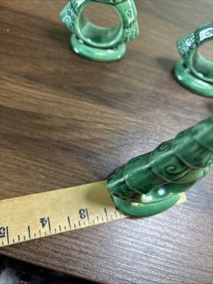 Christmas Ceramic Tree Napkin Rings Handmade & Perfect! Set Of 4 Vintage Large - Thumbnail 6