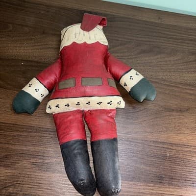 Vintage Hand Painted Fabric Folk Art Santa Claus Sitting Figure Doll 12" - Thumbnail 6