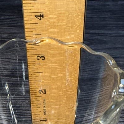 Vintage Clear Glass Open Sugar Bowl with Handles and Scalloped Rim - Thumbnail 18