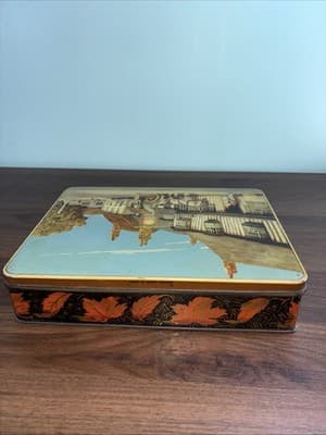 VTG Gray Dunn Biscuit Tin Village Of Sussex Village Scene Star Inn Metal Leafs - Thumbnail 6