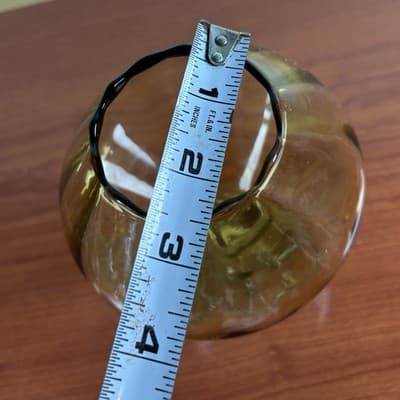 Vintage MCM 7” Empoli Amber Optic Panel Footed Snifter Compote Flower Display - Thumbnail 12