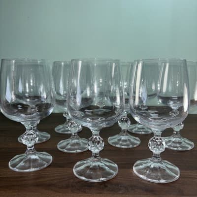 (10) Claudia By Import Associates Crystal Glass Water Goblet Glasses 6.5”