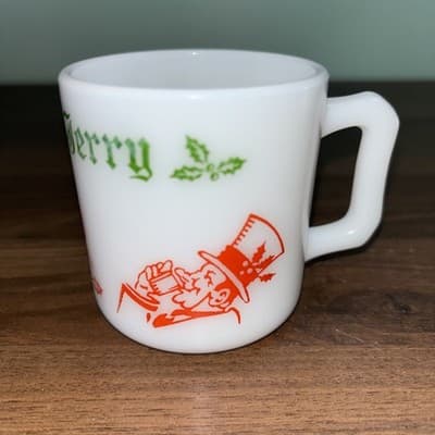 Vintage Hazel Atlas Tom And Jerry Egg Nog Mugs 4oz. EUC Holiday Season Greeting - Thumbnail 9