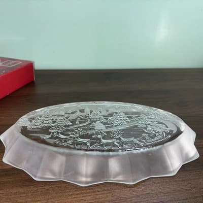 VTG Mikasa Crystal Christmas Silent Night 11.5" TrayServing Platter Santa Scenes - Thumbnail 12