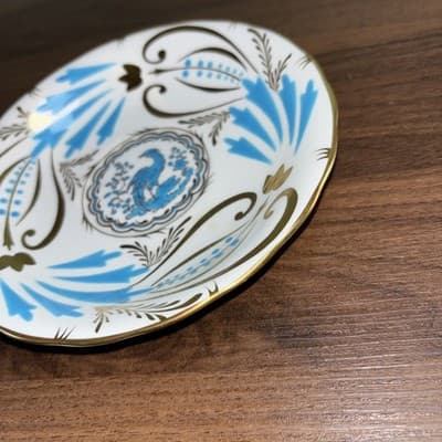 Royal Chelsea 3800A Turquoise Birds & Leaves Footed Cup and Saucer Gold Oriental - Thumbnail 5