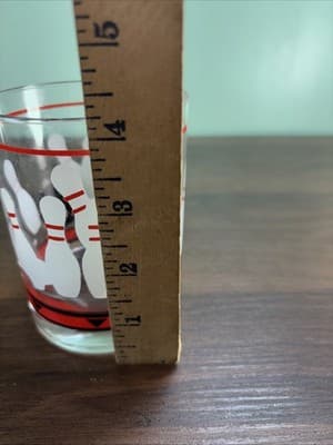 Unbranded Bowling Glass Bowling Pins And Balls Vintage Drinking Glass Red Black - Thumbnail 10