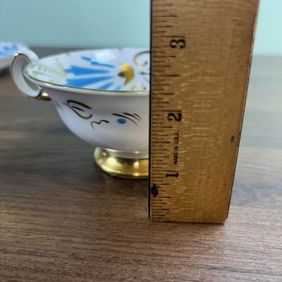 Royal Chelsea 3800A Turquoise Birds & Leaves Footed Cup and Saucer Gold Oriental - Thumbnail 17