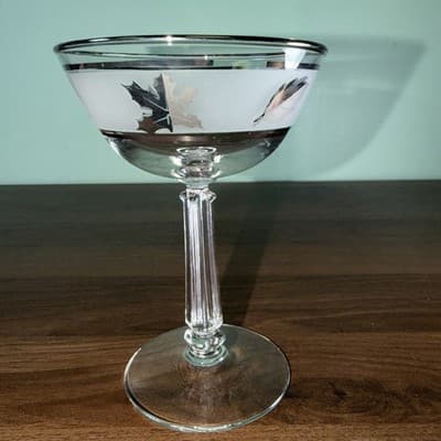 VTG LIBBY Frosted Silver Leaf MCM CHAMPAGNE / SHERBET 4 Oz GLASSES Replacement