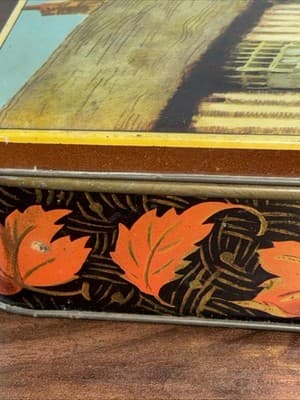VTG Gray Dunn Biscuit Tin Village Of Sussex Village Scene Star Inn Metal Leafs - Thumbnail 9