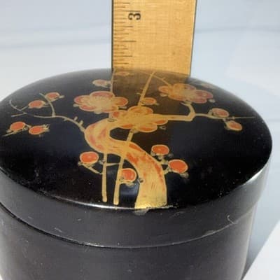 Japanese Black Lacquer Vintage Coasters w/Gold Flowers Leaf Limbs Design - Thumbnail 19