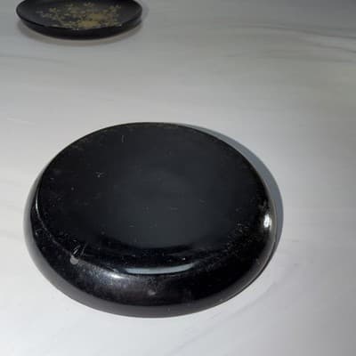 Japanese Black Lacquer Vintage Coasters w/Gold Flowers Leaf Limbs Design - Thumbnail 8