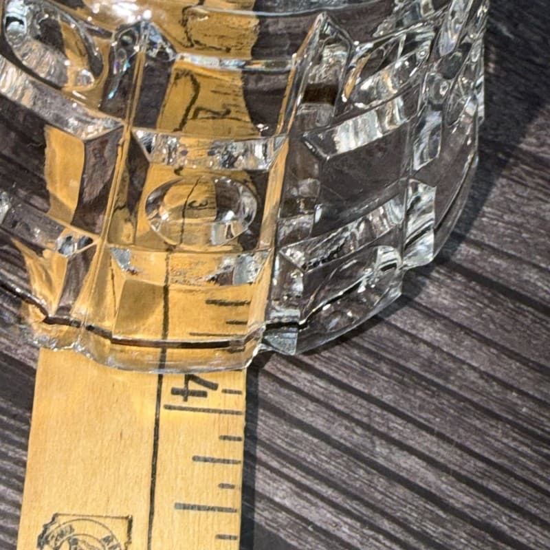 Vintage Art Deco Cube Pattern Clear Cut Glass Pedestal Candy Dish with Lid - Thumbnail 14