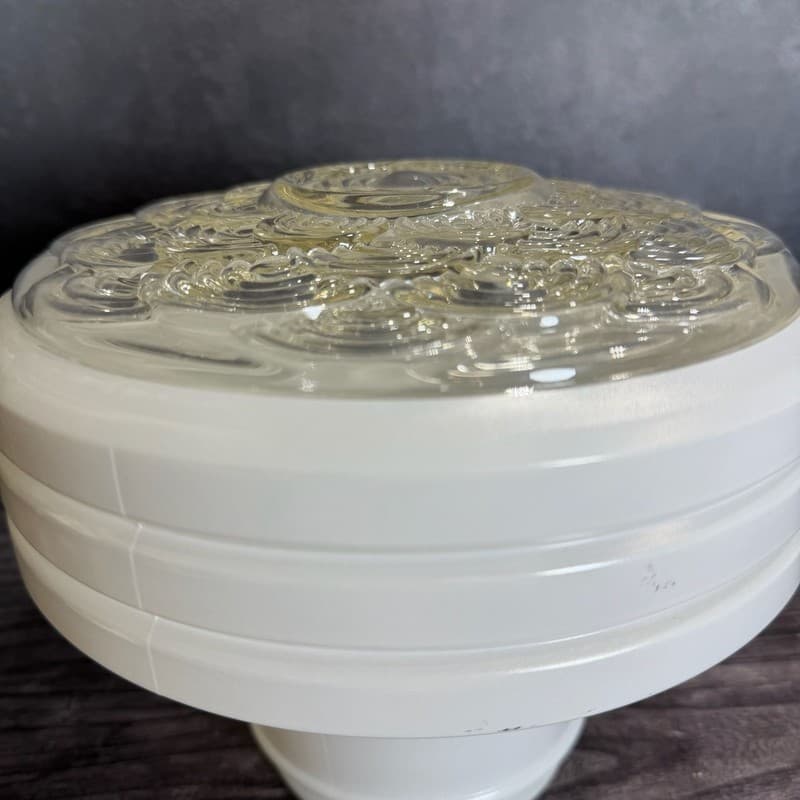Vintage Art Deco 8-Inch Fitter Skyscraper Style Milk Glass Ceiling Light Shade w - Thumbnail 8
