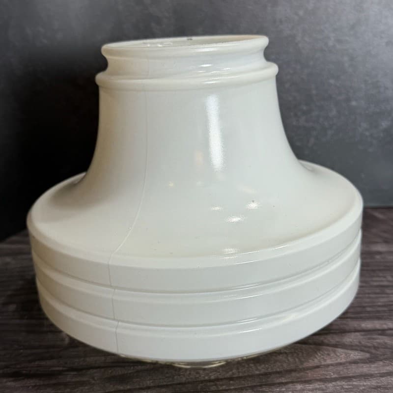 Vintage Art Deco 8-Inch Fitter Skyscraper Style Milk Glass Ceiling Light Shade w - Thumbnail 6