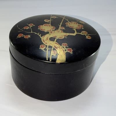 Japanese Black Lacquer Vintage Coasters w/Gold Flowers Leaf Limbs Design - Thumbnail 18