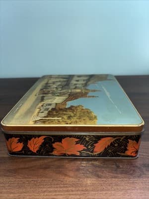 VTG Gray Dunn Biscuit Tin Village Of Sussex Village Scene Star Inn Metal Leafs - Thumbnail 5