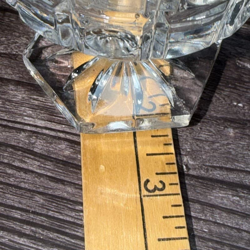 Vintage Art Deco Cube Pattern Clear Cut Glass Pedestal Candy Dish with Lid - Thumbnail 13