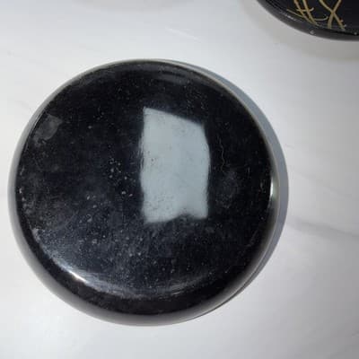Japanese Black Lacquer Vintage Coasters w/Gold Flowers Leaf Limbs Design - Thumbnail 4