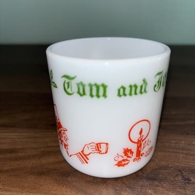 Vintage Hazel Atlas Tom And Jerry Egg Nog Mugs 4oz. EUC Holiday Season Greeting - Thumbnail 10