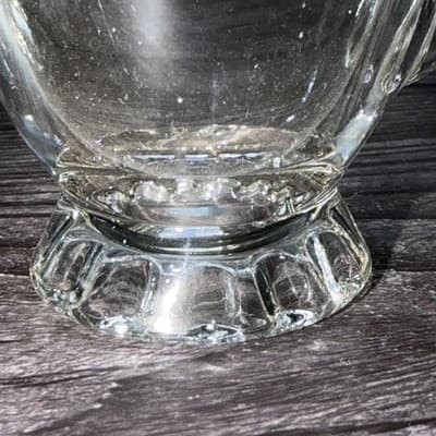 Vintage Clear Glass Open Sugar Bowl with Handles and Scalloped Rim - Thumbnail 13