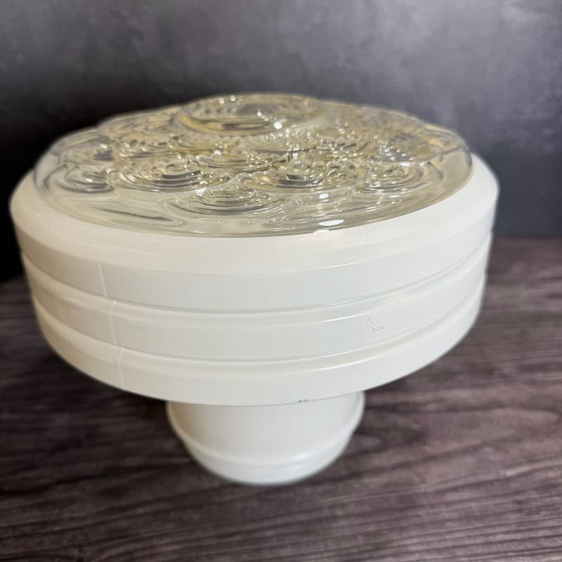 Vintage Art Deco 8-Inch Fitter Skyscraper Style Milk Glass Ceiling Light Shade w - Thumbnail 5