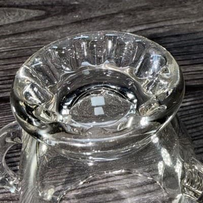 Vintage Clear Glass Open Sugar Bowl with Handles and Scalloped Rim - Thumbnail 14