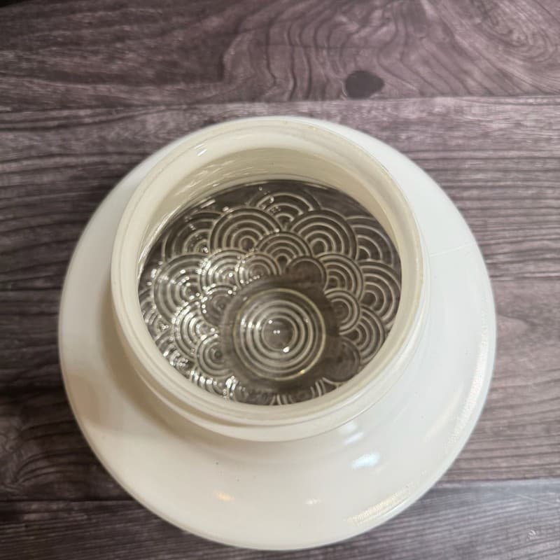 Vintage Art Deco 8-Inch Fitter Skyscraper Style Milk Glass Ceiling Light Shade w - Thumbnail 3