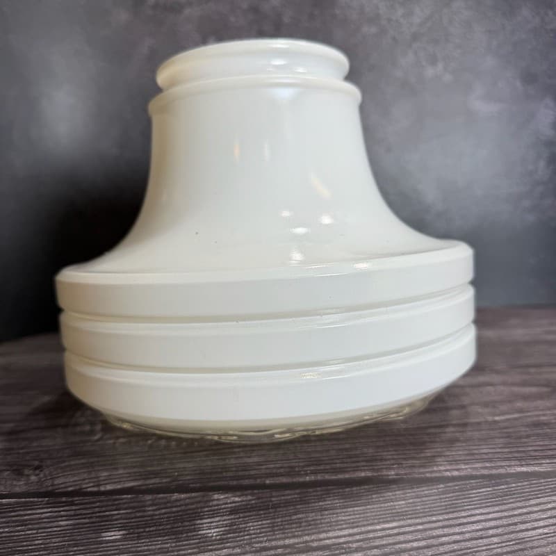 Vintage Art Deco 8-Inch Fitter Skyscraper Style Milk Glass Ceiling Light Shade w - Thumbnail 2