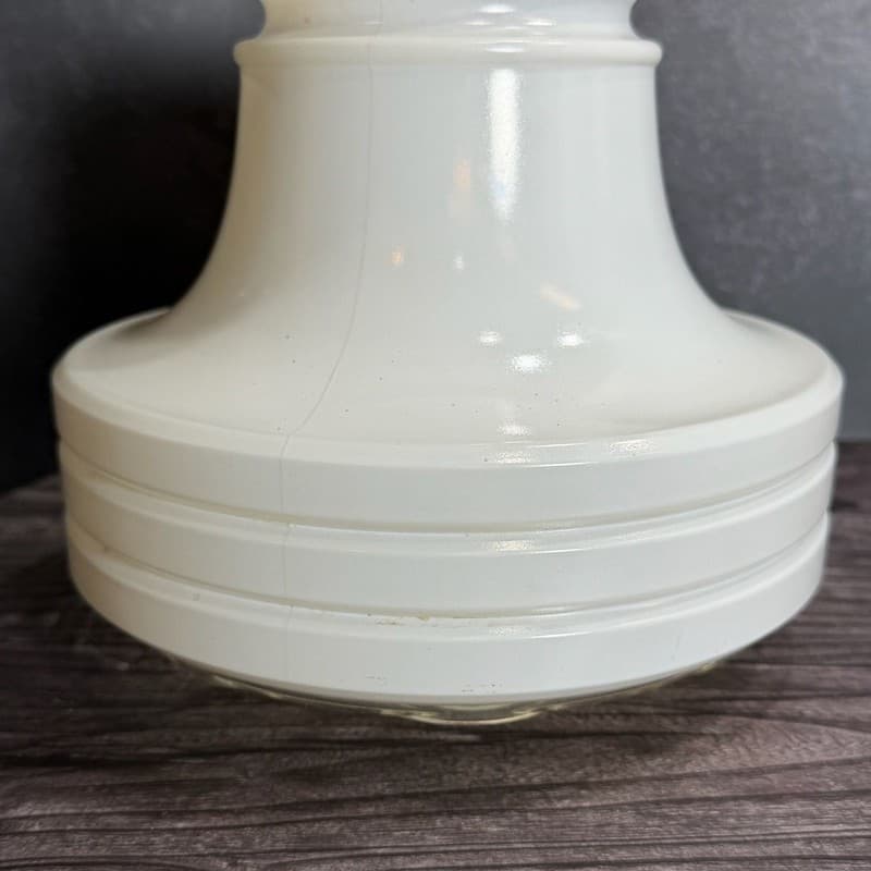 Vintage Art Deco 8-Inch Fitter Skyscraper Style Milk Glass Ceiling Light Shade w - Thumbnail 10