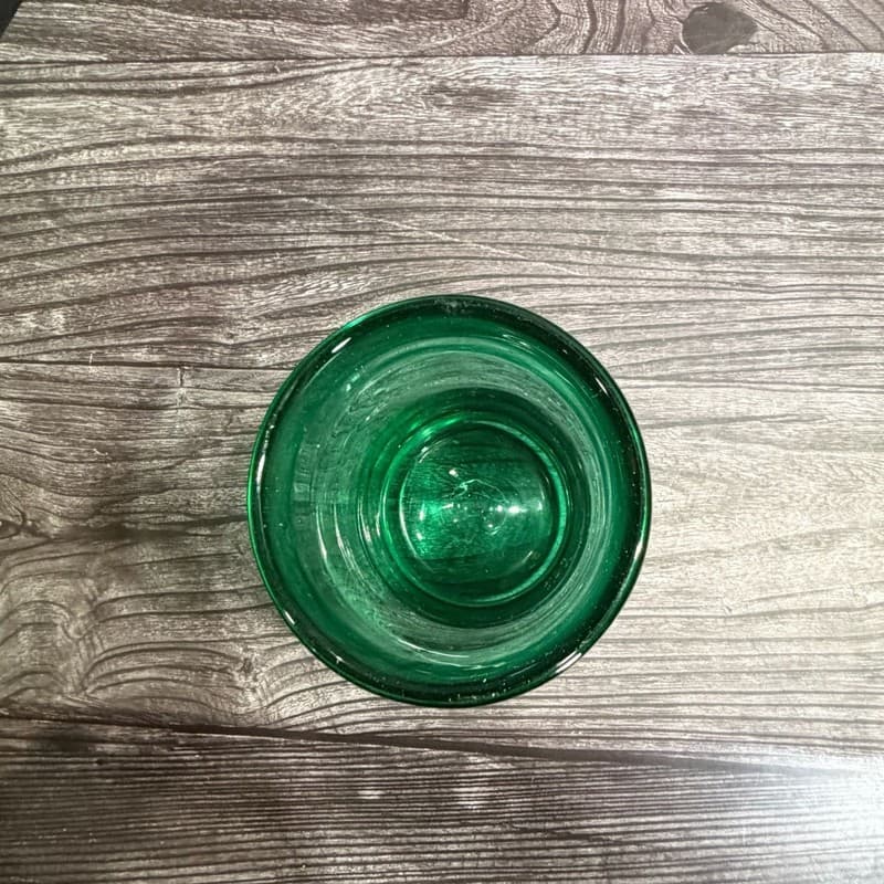 Vintage Mexican Hand Blown Green Bubble Glass Tumbler, 5.5" - Thumbnail 4