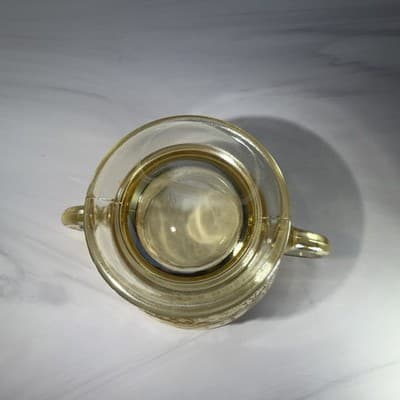 Federal Glass NORMANDIE Bouquet/Lattice Yellow Open Sugar Bowl Depression - Thumbnail 12