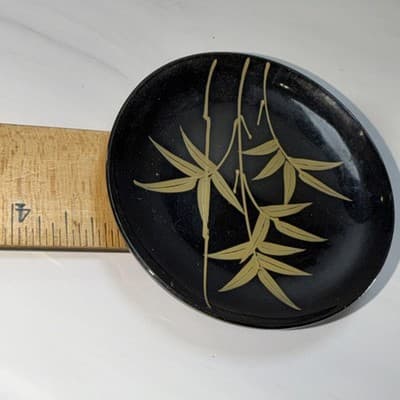 Japanese Black Lacquer Vintage Coasters w/Gold Flowers Leaf Limbs Design - Thumbnail 21