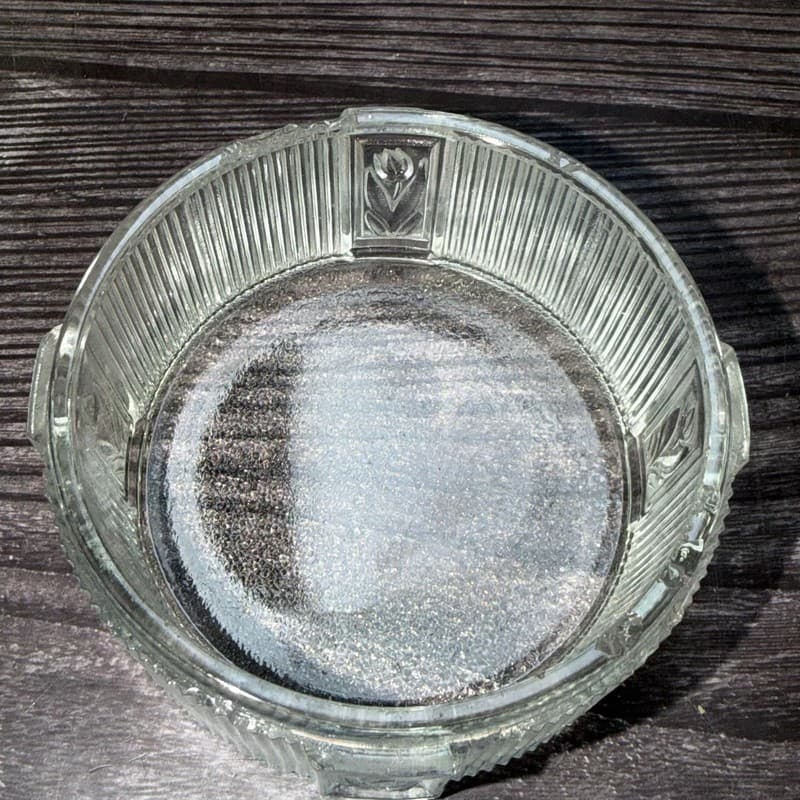 Vintage Art Deco Ribbed Glass Powder Jar Floral Brass Lid Chipped - Thumbnail 5