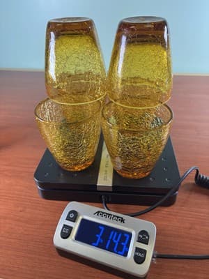 Heavy Bar Set Crackle Glass Handblown Liquor Decanter Amber Italy 6 Glasses VTG - Thumbnail 15