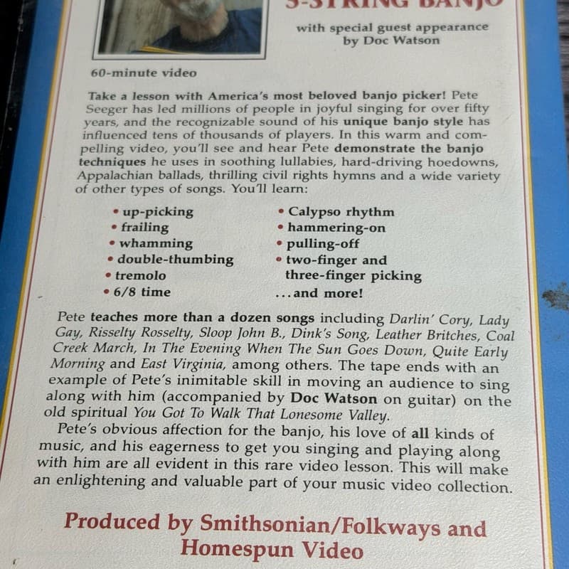 Banjo Instructional VHS Lot: Pete Seeger How to Play 5-String Banjo & Jerry Keys - Thumbnail 4