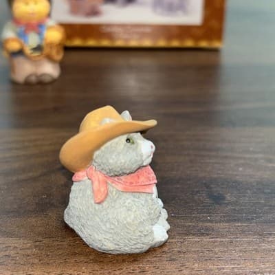 COWBOY CAMERON 3-Piece Set Hallmark Merry Miniatures Western Cats In Hats Roping - Thumbnail 7