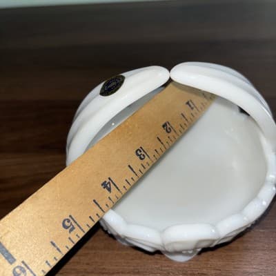 VTG Milk Glass Footed Candy Basket Dogwood Flower Dish Westmorland White W Label - Thumbnail 10