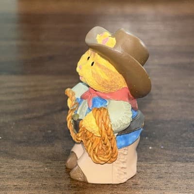 COWBOY CAMERON 3-Piece Set Hallmark Merry Miniatures Western Cats In Hats Roping - Thumbnail 13