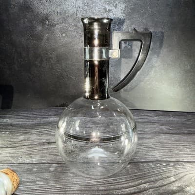 VTG Glass Coffee Decanter Pot & Matching Cream Cup Cork Lids Carafe Mid Century - Thumbnail 13