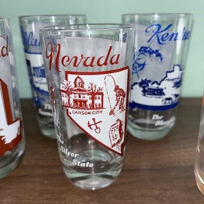 VTG 5 States Collectors Glasses Drinking Tumbler with Sheet Music Novelty - Thumbnail 12