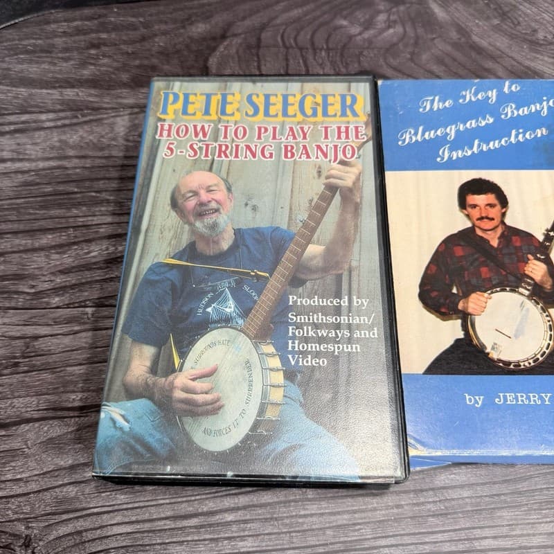 Banjo Instructional VHS Lot: Pete Seeger How to Play 5-String Banjo & Jerry Keys - Thumbnail 2