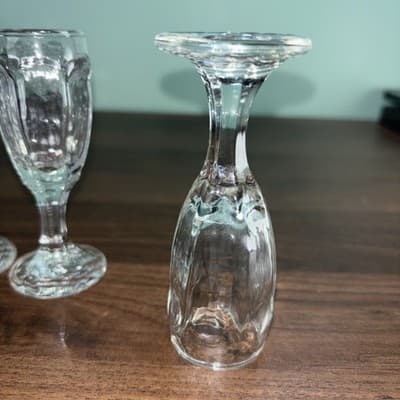 4 Libbey Chivalry Clear Cordial Glasses Discontinued Paneled Texture Faceted - Thumbnail 8