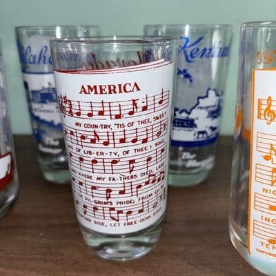 VTG 5 States Collectors Glasses Drinking Tumbler with Sheet Music Novelty - Thumbnail 13