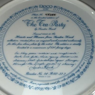 VTG Sandra Kuck The Tea Party Decorative Collectible Art Plate 4337PT NO COA - Thumbnail 8